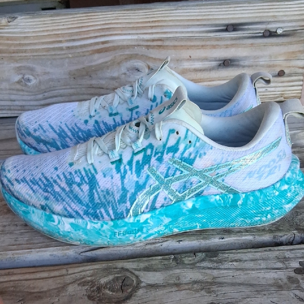 ASICS Mens's Noosa Tri  White and Aqua Athletic Shoes - Picture 7 of 14